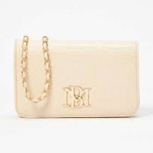 Badgley Mischka Beige Croc-Embossed Crossbody Bag